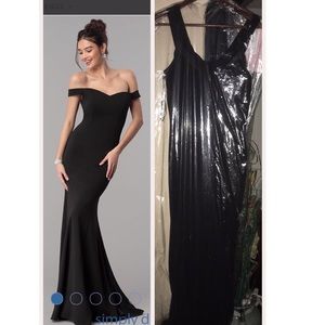 Long off shoulder mermaid black dress